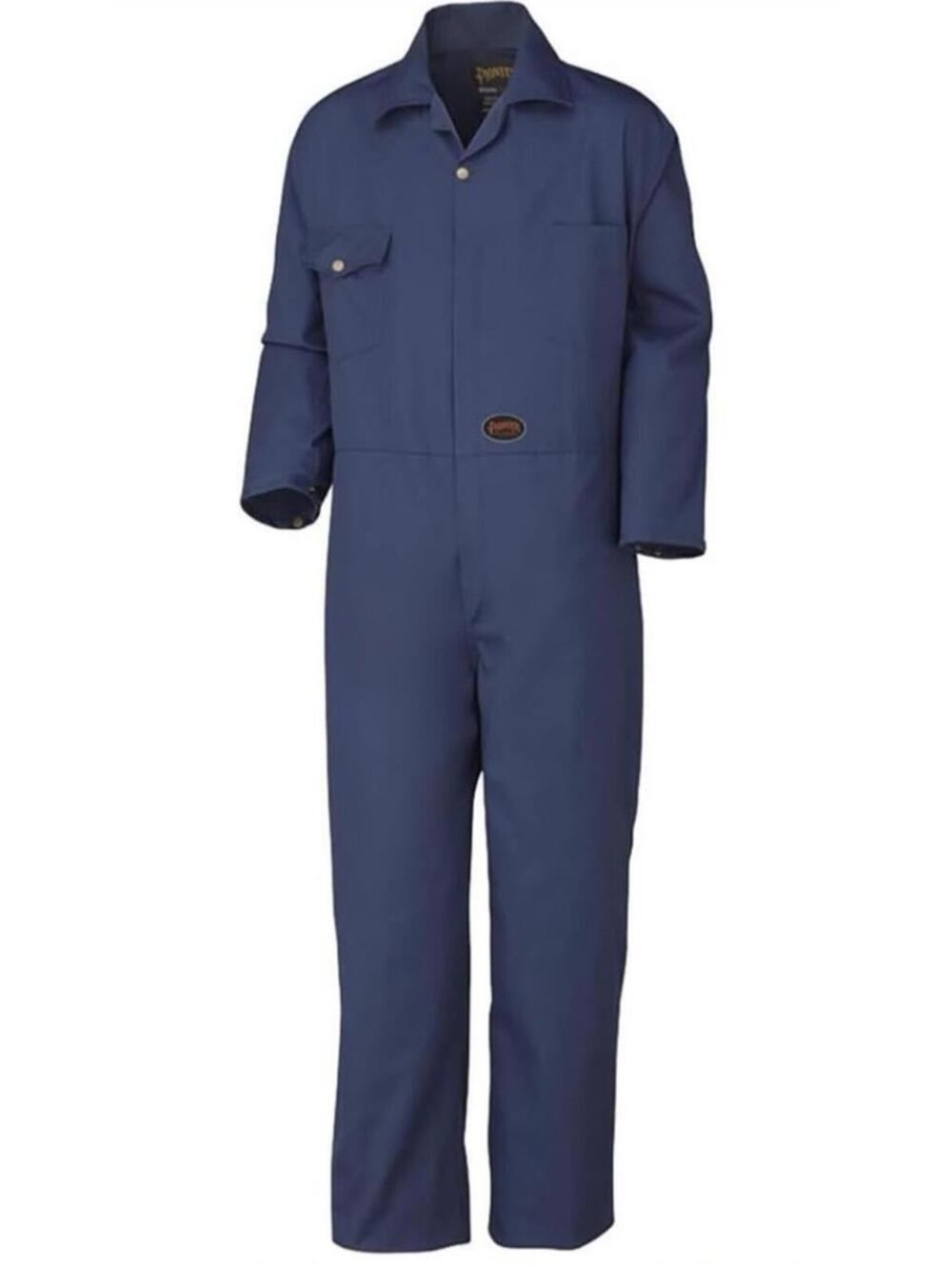 Pioneer Heavy Duty Work Coveralls Men's Size 36 Navy Blue Poly Cotton One Piece